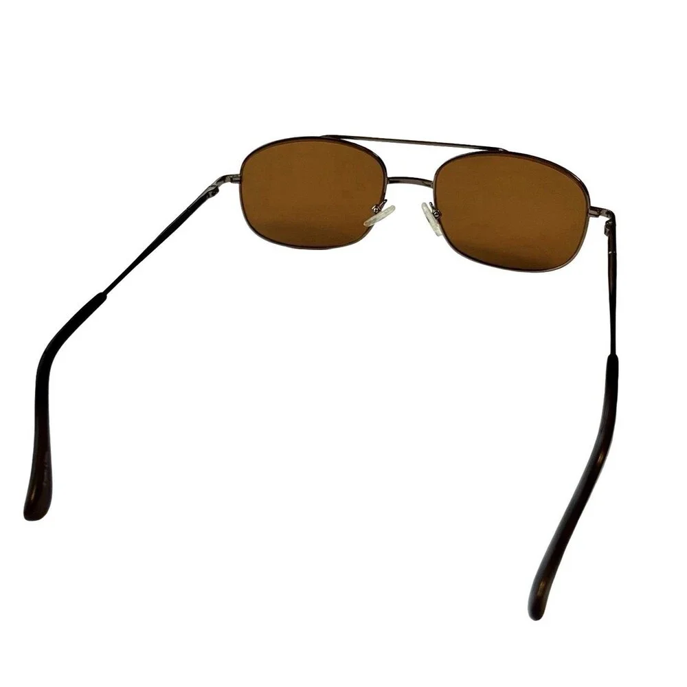 Y2K Brown Sunglasses Double Bridge Rectangle Metal Frame 90s Retro Indie Sleaze